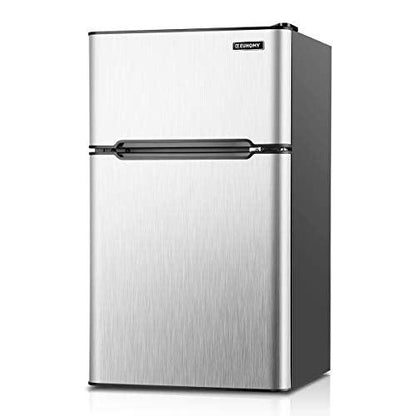 EUHOMY Mini Fridge with Freezer, 3.2 Cu.Ft Mini Refrigerator fridge, 2 door For Bedroom/Dorm/Office/Apartment - Food Storage or Cooling drinks(Silver). - CookCave