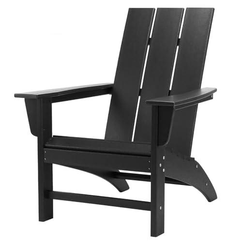 Poly Lumber Adirondack Chair, All-Weather Resistant Outdoor Patio Chairs, Look Like Wood, Pre-Assembled Outdoor Fire Pit Chair for Pool, Deck, Backyard, Garden, Black - CookCave