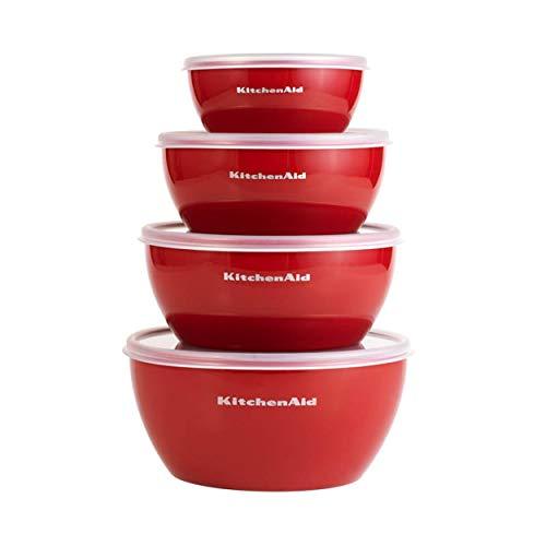 KitchenAid Classic Prep Bowls with Lids, Set of 4, Empire Red - CookCave