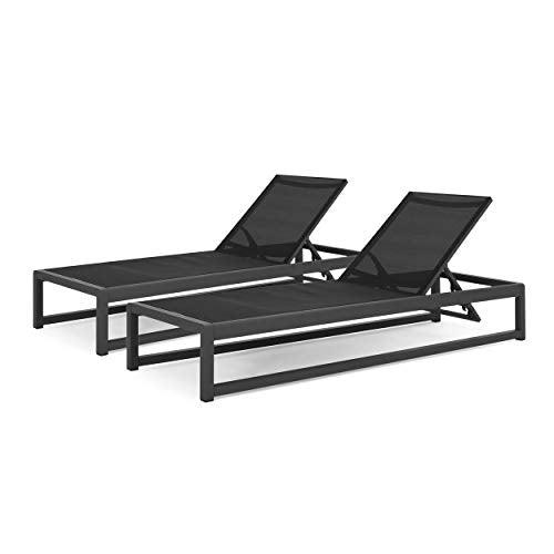 Christopher Knight Home Eudora Outdoor Chaise Lounge (Set of 2), Aluminum, Black, Gray - CookCave