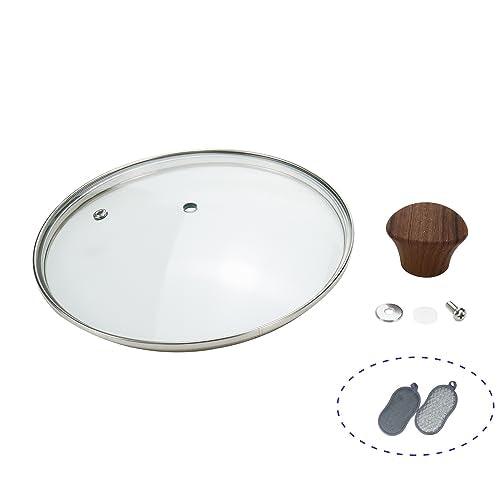 LC LICTOP 8inch Universal Tempered Glass Lid Designed with Steam Vent Hole Stainless Steel Rim and Heat Resistant Bakelite Knob Replacement for Pan Pot Wok Frying Pan Cover - CookCave