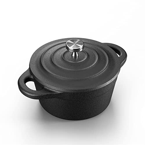 Garlic Roaster Baker, Cast Iron Dutch Oven Pre-Seasoned, Mini Cocotte, 1 Cup Capacity, Black, Ramekin with Lid, for BBQ Grill or Oven, by Bazaar LM-ents (Flat Lid) - CookCave