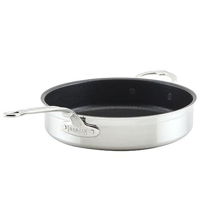 Hestan - ProBond Collection - Professional Clad Stainless Steel TITUM Nonstick Sauté Pan with Lid, Induction Cooktop Compatible, Made without PFOAs (5-Quart) - CookCave