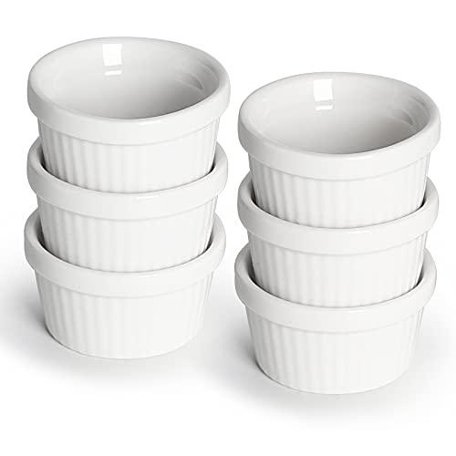 HAOTOP Mini Ramekins - 1 oz/30 ml Porcelain Souffle Dish, Small Dipping Sauce, Dessert Cups Set, Oven Safe, Set of 6 - CookCave