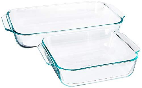 Pyrex 2Piece Basics Value Pack1-Basics 8"/2 dish1-Basics 3 Quart Oblong Bake Dish, 2.2, Clear - CookCave