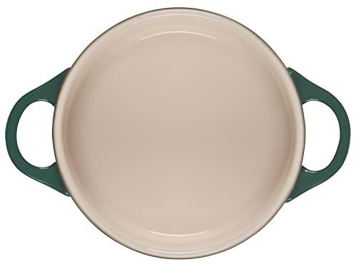 Le Creuset Olive Branch Collection Stoneware Mini Round Cocotte, 24 oz., Artichaut with Embossed Lid - CookCave