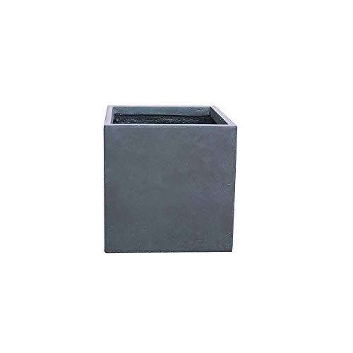 Kante 10 Inch Square Concrete Planter for Outdoor Indoor Home Patio Garden, Large Plant Pot with Drainage Hole and Rubber Plug, Charcoal - CookCave