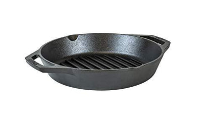 Lodge 10.25" Cast Iron Dual Handle Grill Pan, Black - CookCave