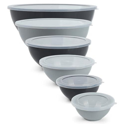 XTKS Plastic Mixing Bowls with Lids Set,12 Piece Mixing Bowl Set, Nesting Bowls,Kitchen Prep Bowls,Ideal for Salad,Cooking, Baking, Food Prep & Storage,BPA free,Microwave & Freezer Safe - CookCave