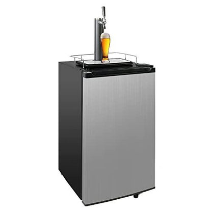 3.4 Cu.Ft. Kegerator, Keg Beer Cooler for Beer Dispensing with 4 Casters, CO2 Cylinder, Temperature Control, Drip Tray, Black Stainless Steel - CookCave