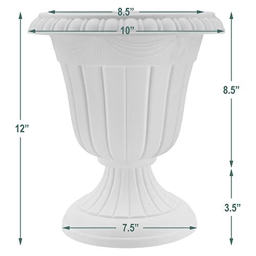 Arcadia Garden Products PL20BK Classic Traditional Plastic Urn Planter Indoor/Outdoor, 10" x 12", Black - CookCave