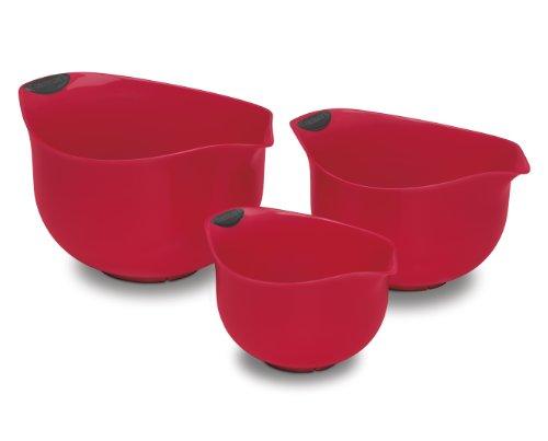 Cuisinart Set of 3 BPA-free Mixing Bowls, Red - CookCave
