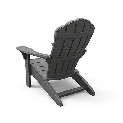 Keter Outdoor Patio Garden Deck Furniture Resin Adirondack Chair with Built-in Cup Holder (Grey) - CookCave