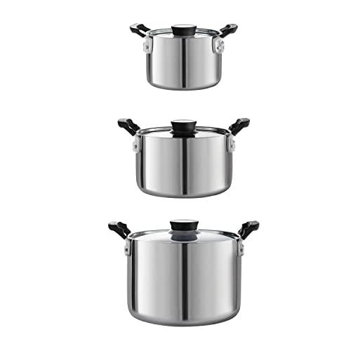 Tramontina Nesting 6 Pc Stainless Steel Tri-Ply Clad Sauce Pan and Stock Pot Set, 80116/048DS - CookCave