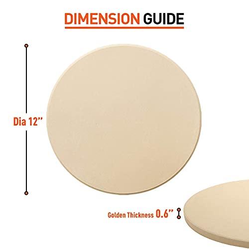 Arcedo 12 Inch Round Pizza Stone for Oven and Grill, Baking Stone for Bread, Small Cordierite Pizza Grilling Stone, Heavy Dudy Oven Stone Pizza Pan, Perfect for Baking Crispy Pizzas, Bread, Cookies - CookCave