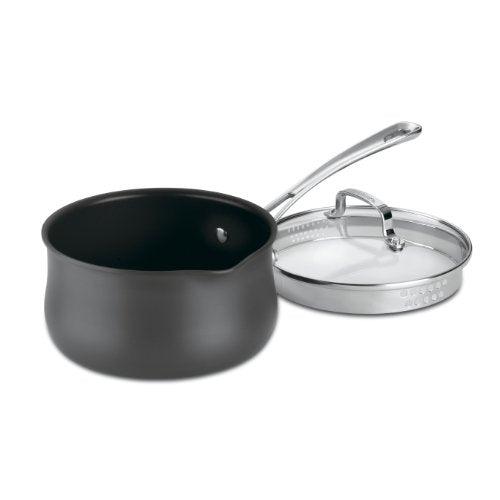 Cuisinart Contour Hard Anodized 2-Quart Pour Saucepan with Cover,Black - CookCave