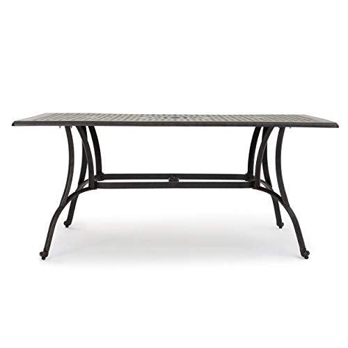 Christopher Knight Home Alfresco Outdoor Cast Aluminum Rectangular Dining Table, Bronze - CookCave