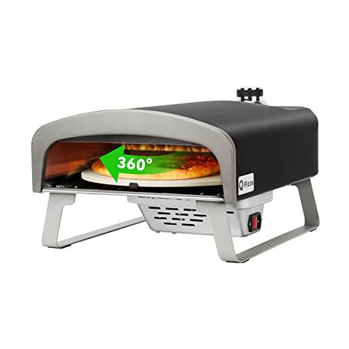 Q Pizza Gas Pizza Oven Portable Propane Pizza Oven with Automatic Rotating Stone for Outdoor Cooking, Portable Gas Pizza Oven For Outside Garden Backyard Party - CookCave