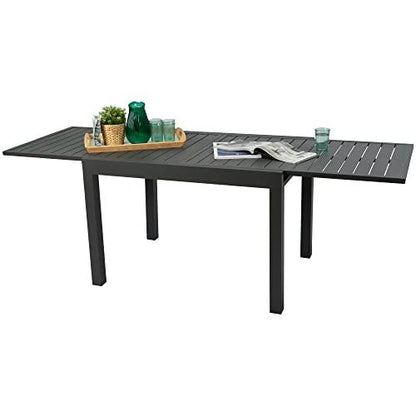 Kozyard Villa Expandable Patio Dining Table - Adjustable, Aluminum Outdoor Furniture for 4-6 Person, Perfect for Backyard, Porch, Deck, Garden - Dark Grey, 43"- 86" - CookCave