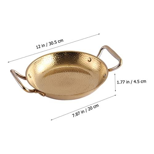 BRIGHTFUFU Double Ears Sukiyaki Restaurant Pan Paella Cooking Pan Nonstick Frying Pan Cauldron Cast Iron Paella Cooker Appetizer Plate Dish Thicken 304 Stainless Steel Anti-scalding Pan - CookCave