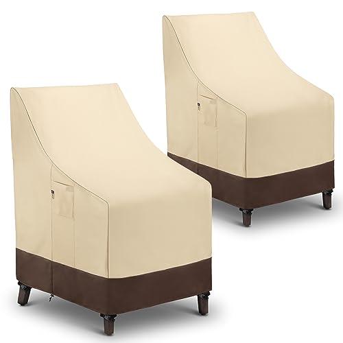 Arcedo Outdoor High Back Chair Covers Waterproof, Heavy Duty Stackable Dining Chair Covers, All Weather Resistant Patio Furniture Cover, 29”L x 30W” x 42”H, 2 Pack, Beige & Brown - CookCave
