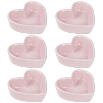 FUYU Colorful Heart Shaped Ceramic Ramekin Bowls Souffle Dishes Pudding Cups Snack Dishes Dipping Bowls - CookCave