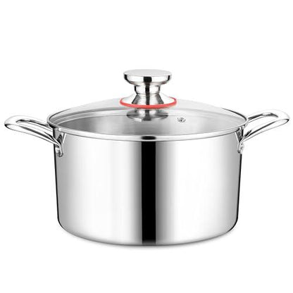 Homikit 8QT Stainless Steel Stock Pot, Heavy Duty Induction Cooking Pot with Glass Lid, Tri-ply Pasta/Chicken/Soup Pot, Stockpot for Steaming and Stewing, Dishwasher Safe - CookCave