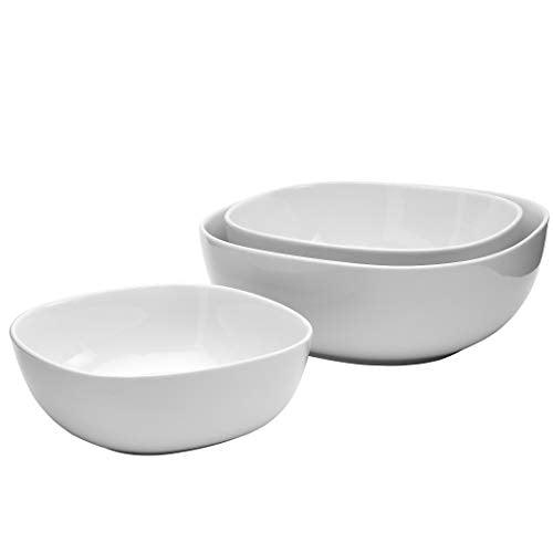 Denmark White Porcelain Chip Resistant Scratch Resistant Commercial Grade Serveware, 3 Piece Serving Bowl Set - CookCave