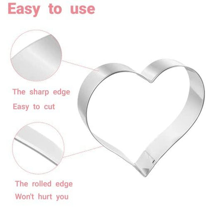 JOB JOL Cookie Cutters 6 PCS, Heart Cookie Cutters, 2'' to 4'', for Valentine's Day - CookCave