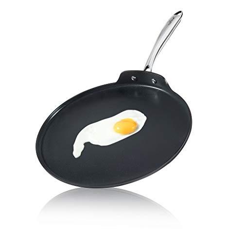 NutriChef Nonstick Stove Top Crepe Pan| Great for Pancakes, Eggs PTFE/PFOA/PFOS Free 12" Hard-Anodized Non stick Grill & Griddle Pan - Dishwasher Safe NCHAC45 - CookCave