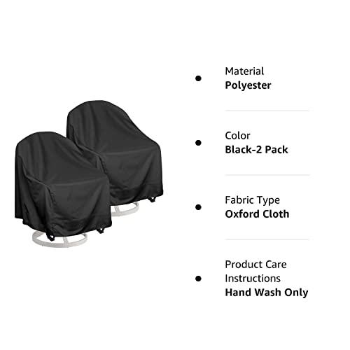 ZILOMI Outdoor Swivel Lounge Chair Cover 2 Pack, Fits Most Lawn Patio Chairs / Swivel Dining Chair (28'' Lx31'' Wx36'' H) ,480D Oxford Cloth Water Resistant,Black, JJZ-01 - CookCave