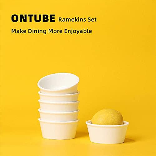 ONTUBE Ceramic Souffle Dishes Set of 6, Porcelain Ramekins Bakeware Set for Ramekin, 4oz (White) - CookCave