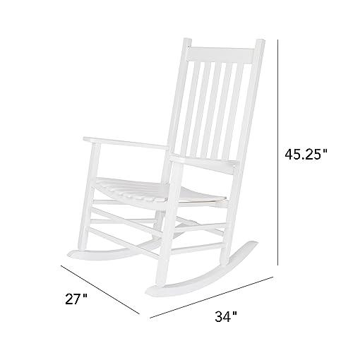 Shine Company 4332WT Vermont Porch Rocker | High Back Rocking Chair – White - CookCave