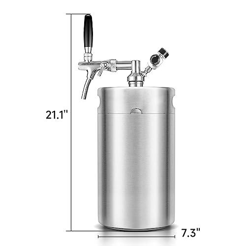 270OZ Mini Keg Growler, Pressurized Home Dispenser System with Adjustable Faucet Keeps Carbonation and Fresh for Homebrew, Craft and Draft Beer - CookCave