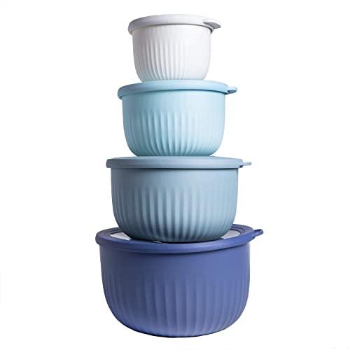 COOK WITH COLOR Prep Bowls with Lids- Deep Mixing Bowls Nesting Plastic Small Mixing Bowl Set with Lids (Blue Ombre) - CookCave