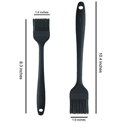 2-Piece Silicone Basting Pastry Brush - 8.3' (Small) & 10.4' (Large) - for Baking, Grilling, & Spreading Oil, Butter, BBQ Sauce, or Marinade - Heat Resistant, BPA Free and Dishwasher Safe (Black) - CookCave