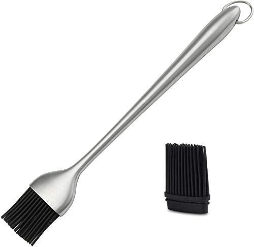 JXS Silicone Sauce Basting Brush, 12 Inch Sturdy BBQ Basting Brush with Stainless Steel Handles - CookCave
