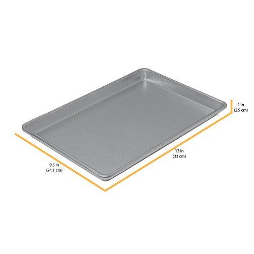 Chicago Metallic Commercial II Non-Stick Small Cookie/Baking Sheet. Perfect for making jelly rolls, cookies, pastries, one-pan meals, and more,12.25 by 8.75, Gray - CookCave