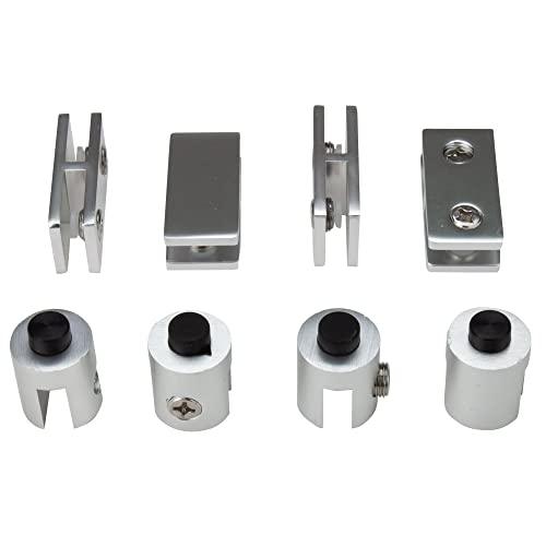 Celestial DIY Wind Guard Center Connectors Hardware, Tempered Glass Connector Kit, 4 Straight Connectors and 4 Feet, Aluminum, for Custom Sized Wind Guard on Outdoor Gas Fire Pits - CookCave