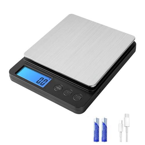 YONCON 3000g/0.1g Food Kitchen Scale with High Accurate Sensors, Digital Multi-Purpose Pocket Scale Grams and Ounces with 3 Modes, LCD Display for Cooking, Baking, Nutrition (Batteries Included) - CookCave