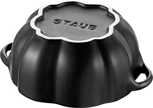 STAUB 0.5-qt Petite Ceramic Pumpkin, Oven & Stove Safe up to 572°F, Baking Dish, Candy Dish, Matte Black - CookCave