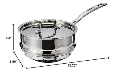 Cuisinart MCP111-20N MultiClad Pro Stainless Skillet, 20-cm, Universal Double Boiler w/Cover - CookCave