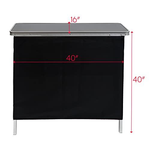 Trademark Innovations Skirt and Carrying Case Included Portable Bar Table, 1 Shelf, Silver - CookCave