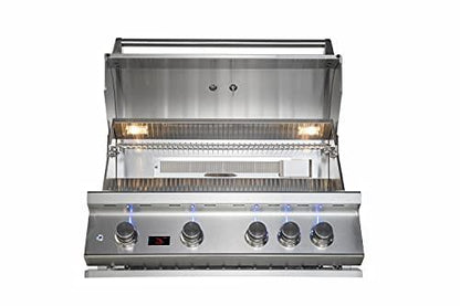 Bonfire 34-inch 4-Burner Liquid Propane Gas Grill 72,000 BTU Built in Outdoor BBQ with Infrared Burner and Rotisserie Kit for Bbq Island Kitchen, 304 stainless steel, CBB4-LP - CookCave