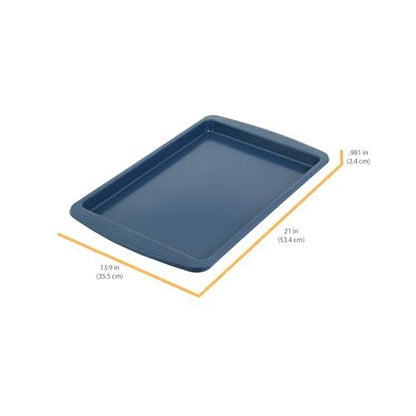 Chicago Metallic Everyday Non-stick Large Baking Sheet, Perfect for making cookies, one-pan meals, roasted vegetables, and more! 21.06 x 13.98 x 0.98 Inch, Blue - CookCave