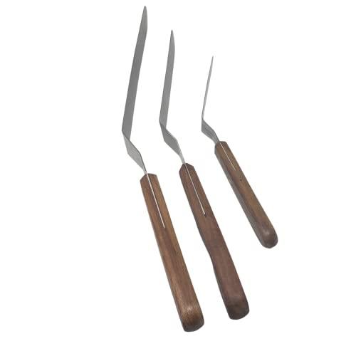 Offset Stainless Steel Spatula Set with Wood Handle - Professional Cake Decorating Tools - 4", 6.5" & 8" Stainless Steel Offset Blade Cake Spatula Set - CookCave