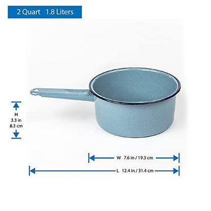 Cinsa Enamel on Steel 2-quart Sauce Pan (Blue Color) - Outdoor & Indoor - Dishwasher Safe - CookCave