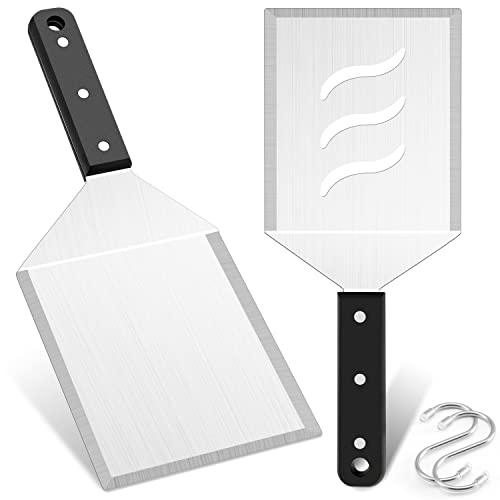 Professional Metal Burger Spatula 2PCS, Leonyo Heavy Duty Stainless Steel Griddle Hamburger Spatula Turner, for Barbecue Cast Iron Grilling Flat Top Griddle Accessories, Dishwasher Safe, Smash Burger - CookCave