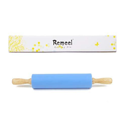 Remeel Silicone Rolling Pin for Baking Non-stick Rolling Pin Dough Roller Wooden Handle Kitchen Accessories Pastry Roller - CookCave