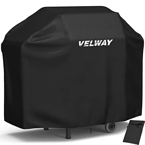 Velway BBQ Gas Grill Cover 57 Inch Heavy Duty Oxford Barbecue Cover Outdoor Waterproof UV Protection Black BBQ Cover Durable Windproof Dust-Proof with Storage Bag & Drawstring (57" L x 24" W x 46" H) - CookCave